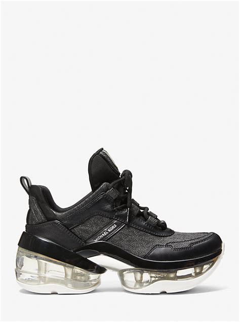olympia extreme logo and leather trainer